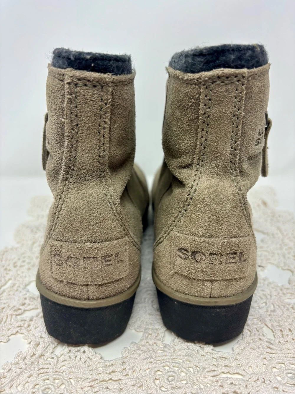 Sorel Women's Meadow Zip-Up Ankle Boots Leather Suede Waterproof Chunky Heel